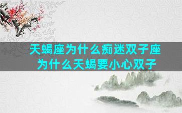 天蝎座为什么痴迷双子座 为什么天蝎要小心双子